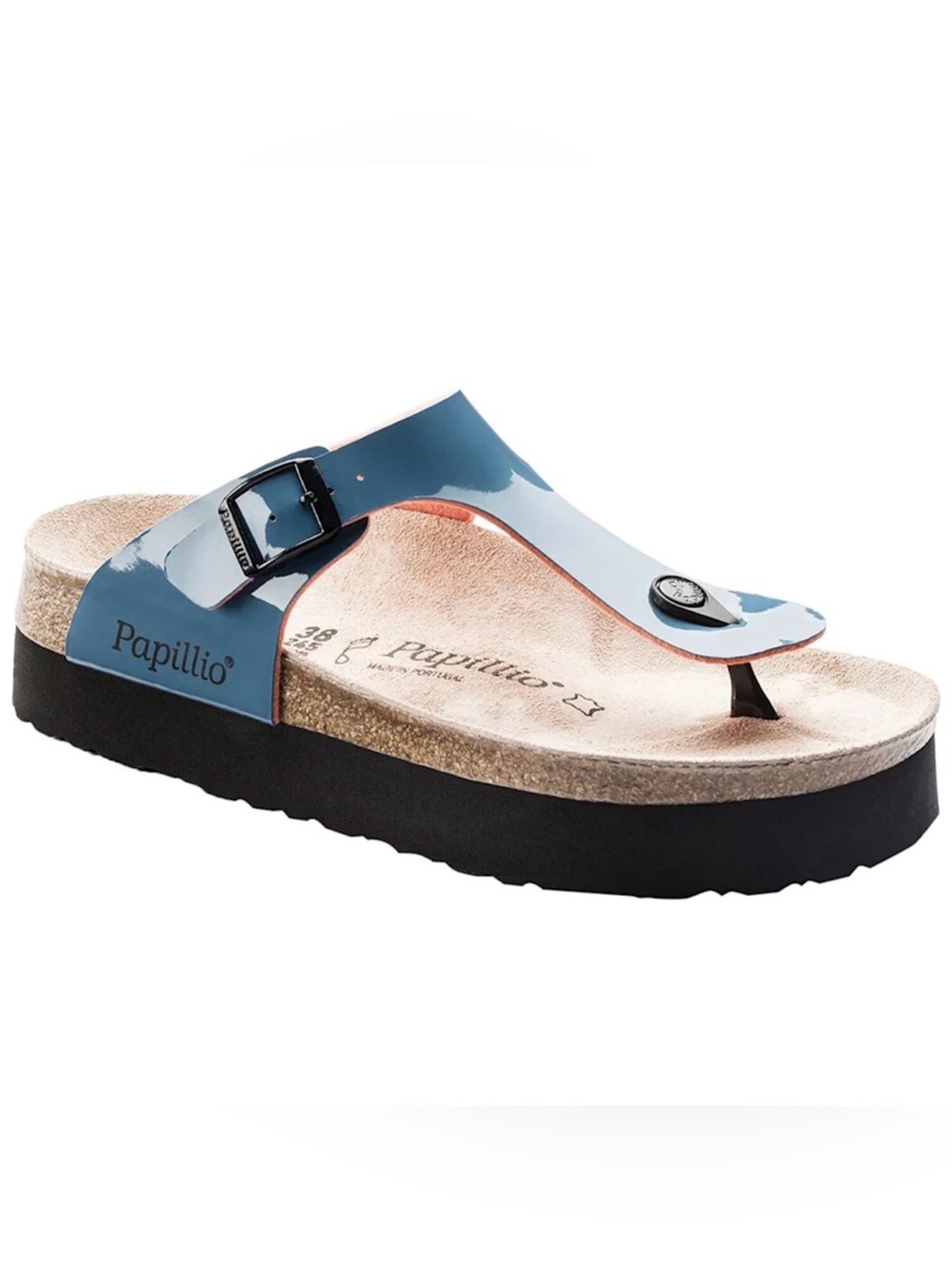 Papillio By Birkenstock Peacock Blue Patent  Sandals Size 37